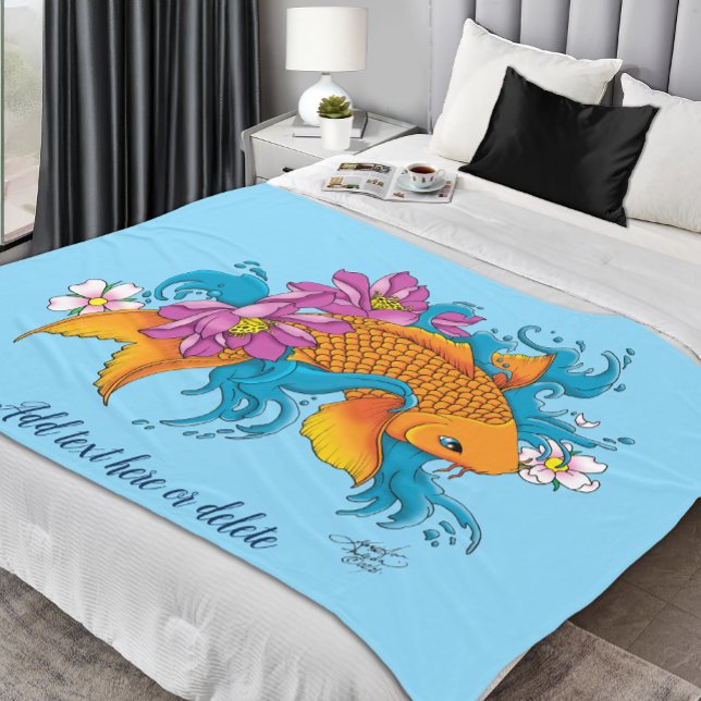 Koi Fish Lotus Cherry Blommars Fleecefilt (Skapare uppladdad)