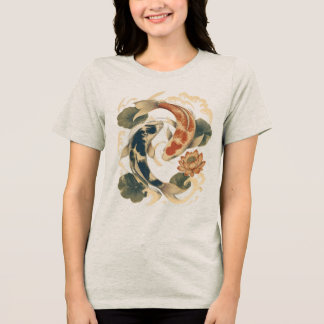Koi Fish & Lotus Japansk-Inspirerad Natur T-Shirt