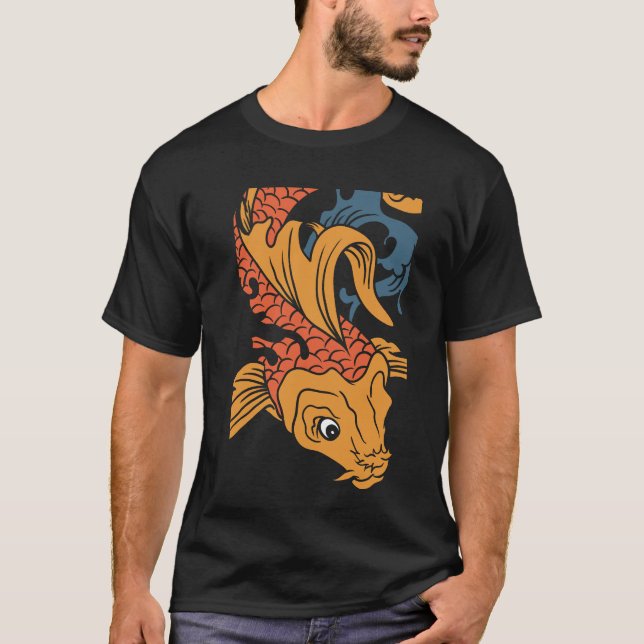 Koi Fish Modern Black Art Simple T Shirt (Framsida)