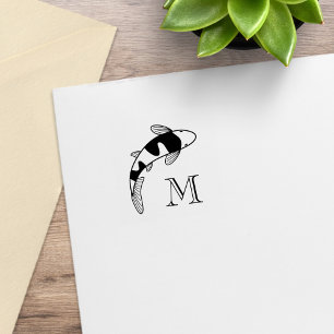 Koi Fish Monogram Initial 1x1 Stämpel
