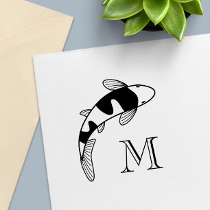 Koi Fish Monogram Initial Självfärgande Stämpel