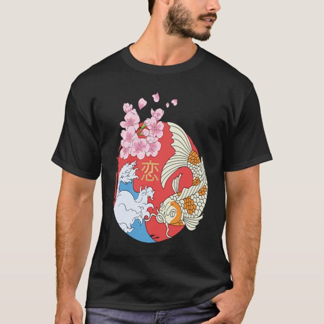Koi Fish Nikishigoi Ornamental Fish Carp Pond Japa T Shirt (Framsida)