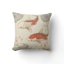 Koi Fish och Lotus Japansk Pillow