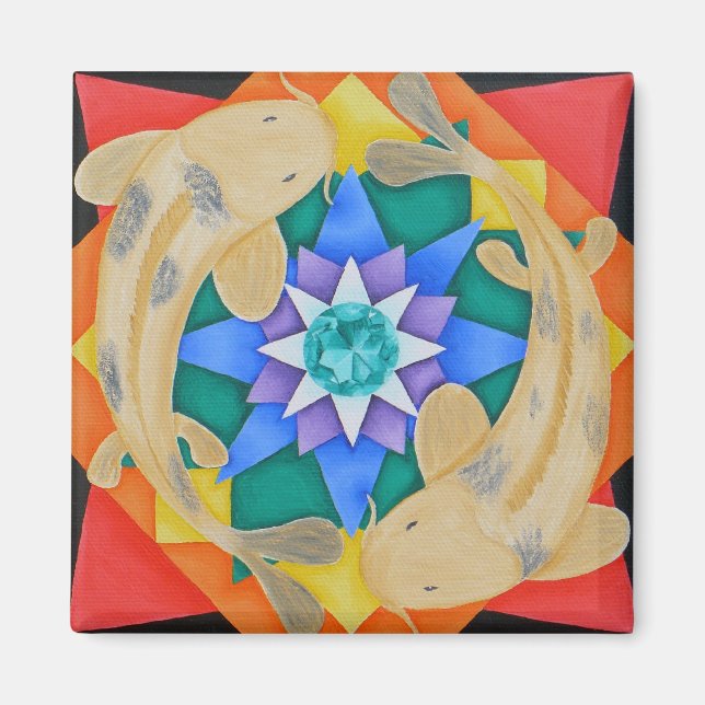 Koi Fish och Lotus Magnet (Framsidan)