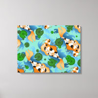 Koi Fish och Pond Lilies