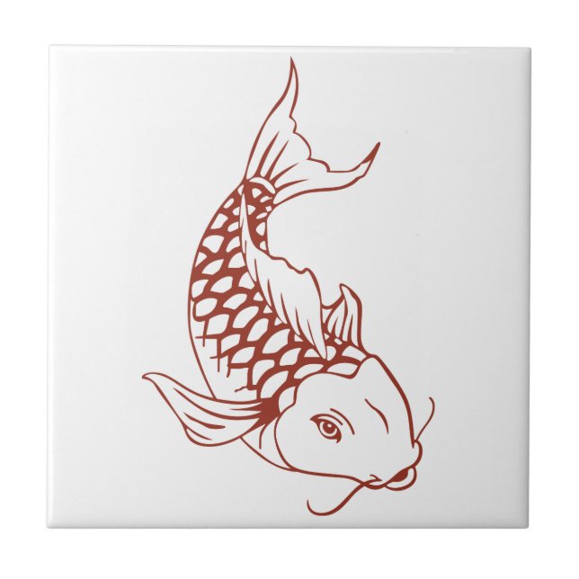 Koi Fish Outline Kakelplatta (Framsidan)