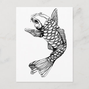 Koi Fish Outline Vykort