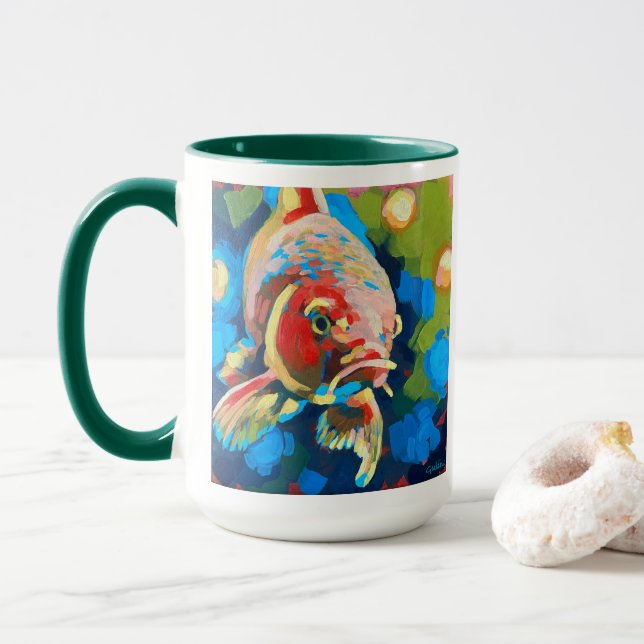 Koi Fish Painting - Gift for Coy Fish Lovers Mugg (Med munk)
