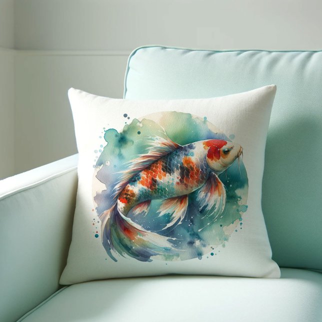 Koi Fish Pillows Kudde (Watercolor koi fish throw pillow.)