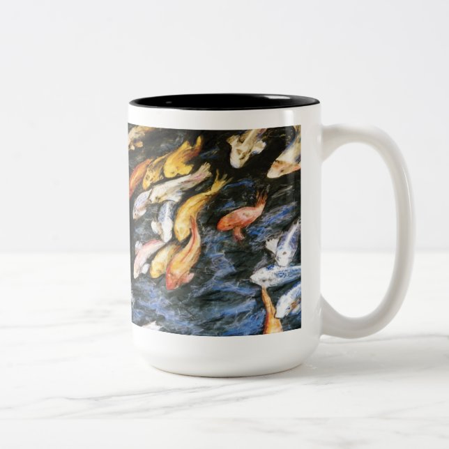 Koi Fish Pond Art Painting Mugg (Höger)