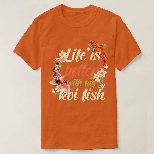 Koi Fish Pond Carp Japan Art Cherry Bloss T Shirt (Design framsida)