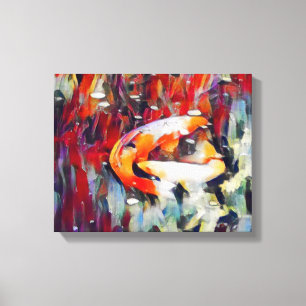 Koi Fish Pond Matta Area Indoor eller Utdoor Canvastryck