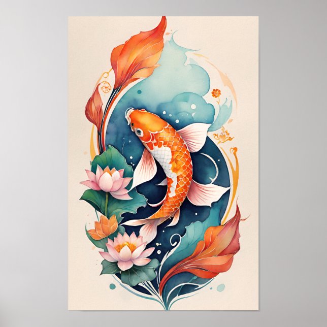 Koi Fish Pond Nature Älskare Koi Poster (Framsidan)