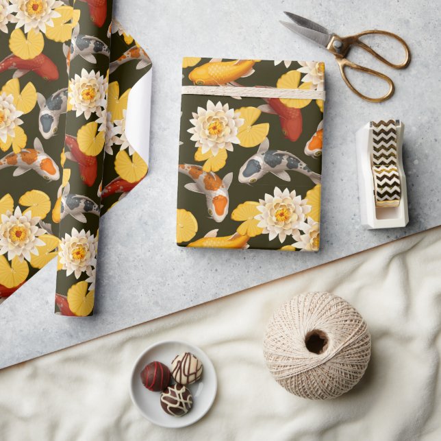 Koi Fish Pond Presentpapper (Hantverk)