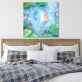Koi Fish Pond watercolor Canvastryck