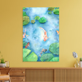 Koi Fish Pond watercolor Canvastryck