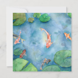 Koi Fish Pond watercolor Julkort