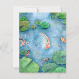 Koi Fish Pond watercolor Julkort