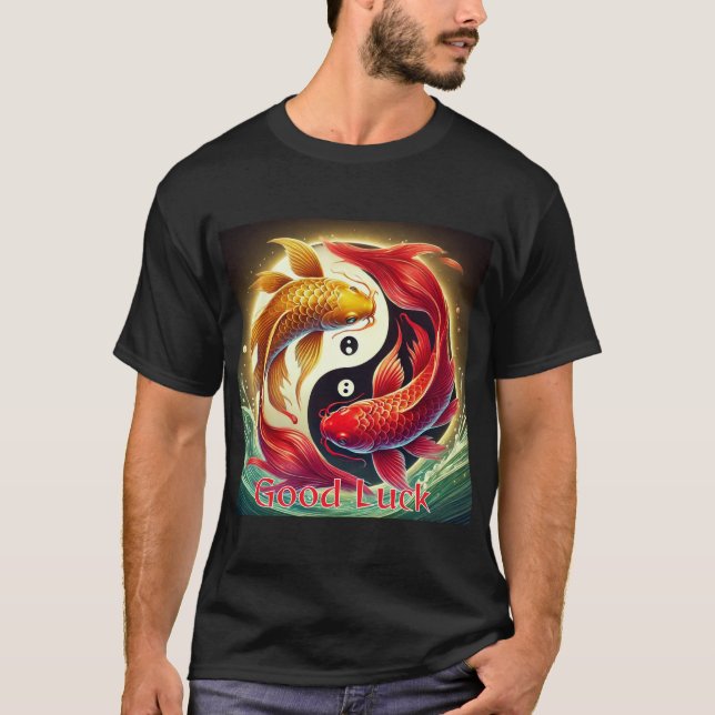 Koi Fish Prosperity Lycka till T Shirt (Framsida)