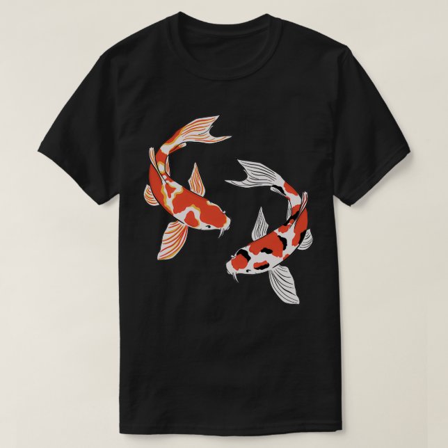 Koi Fish Red ampamp Guld och Red ampamp Black T Shirt (Design framsida)