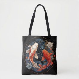 Koi Fish Red White Ying Yang Japansk Vatten Flow Tygkasse