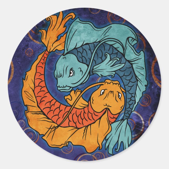 Koi Fish Runt Klistermärke (Framsida)