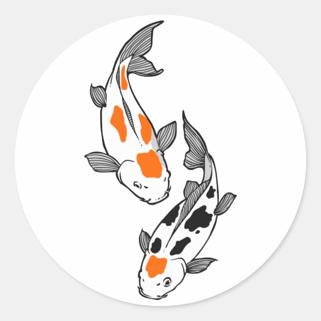 Koi Fish Runt Klistermärke (Framsida)