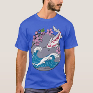 Koi Fish Sakura Cherry Blommar Retro Japanska T Shirt