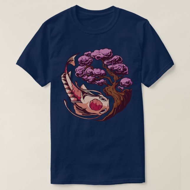 Koi Fish Sakura Japanese art  T Shirt (Design framsida)
