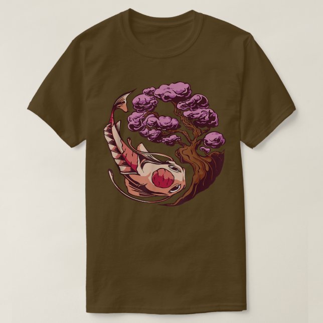 Koi Fish Sakura Japansk konst T Shirt (Design framsida)