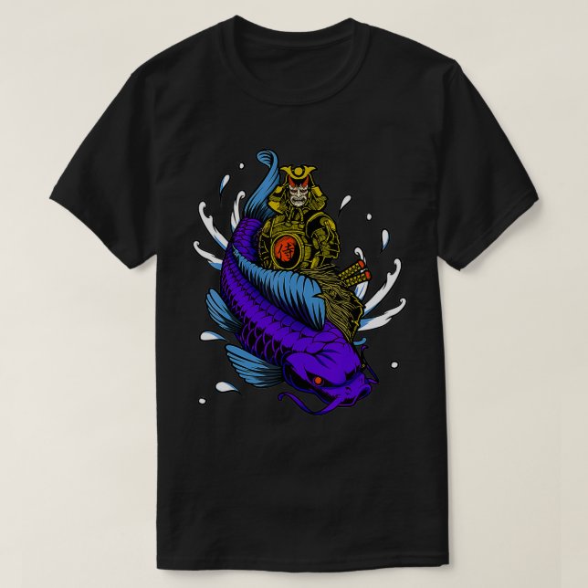 Koi Fish Samurai Japanska Warrior T Shirt (Design framsida)