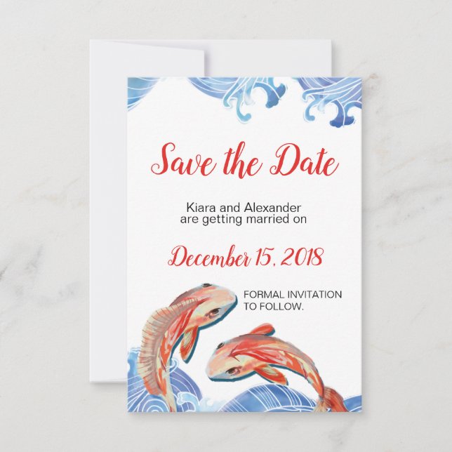 Koi Fish Save Date Card Inbjudningar (Framsida)