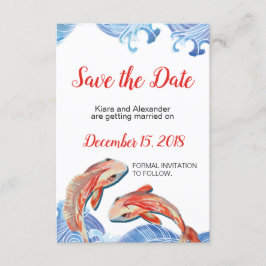 Koi Fish Save Date Card Inbjudningar