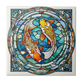 Koi Fish Stached Glass Japansk asain Fish Kakelplatta