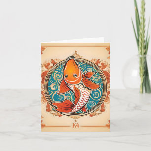 Koi Fish Study B Foled Greeting Card Kort