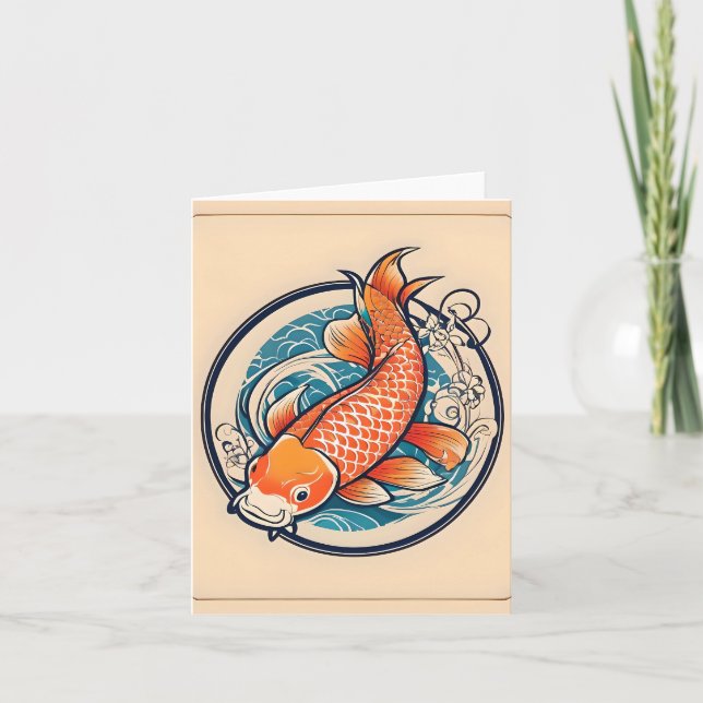 Koi Fish Study D Folded Greeting Card Kort (Framsida)