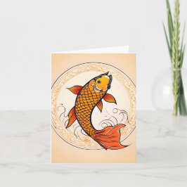 Koi Fish Study F Foled Greeting Card Kort
