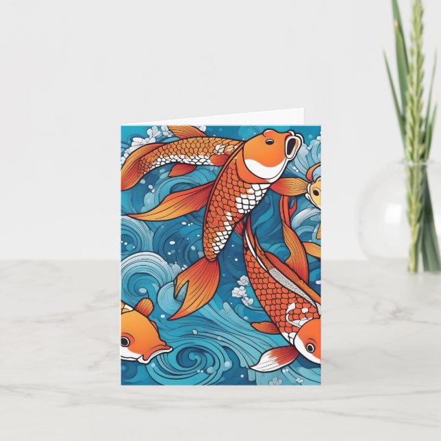 Koi Fish Study G Foled Greeting Card Kort (Framsida)