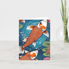 Koi Fish Study H Folded Greeting Card Kort
