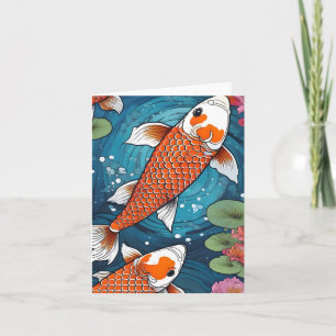 Koi Fish Study H Folded Greeting Card Kort