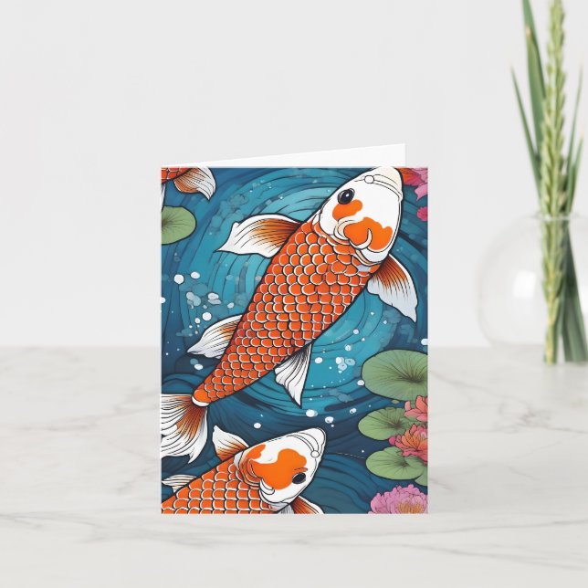 Koi Fish Study H Folded Greeting Card Kort (Framsida)
