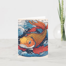Koi Fish Study J Folded Greeting Card Kort