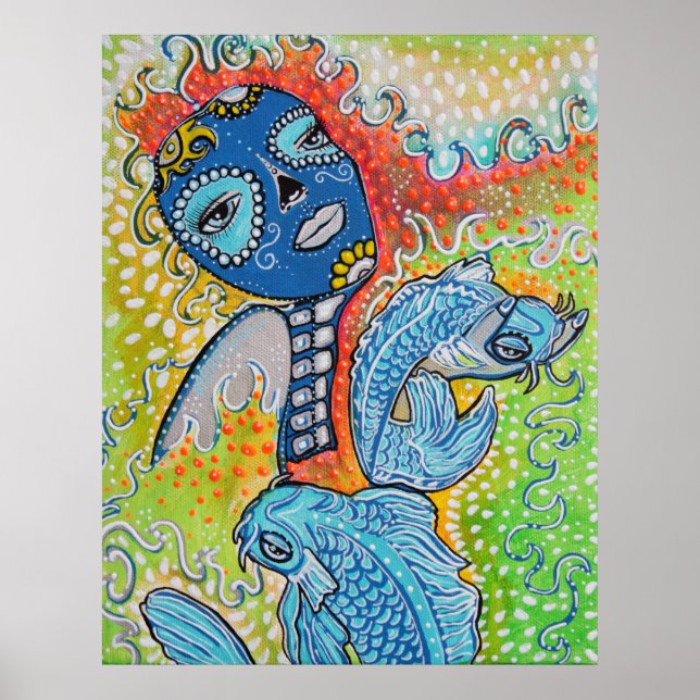 Koi Fish Sugar Skull Poster (Framsidan)