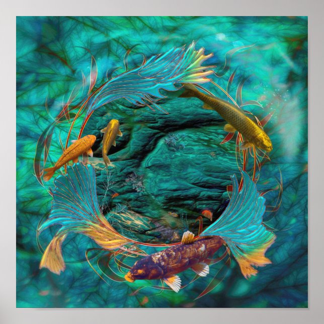 Koi Fish "SWIMMING IN FRED" Poster (Framsidan)