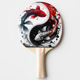 Koi Fish Taiji Circle Japansk Art Black and White Pingisracket