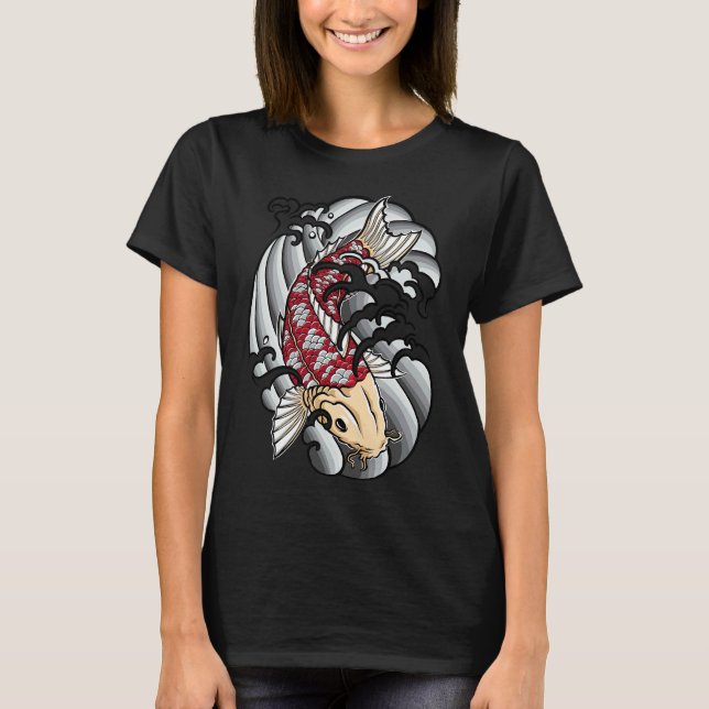 Koi Fish Tattoo Art T Shirt (Framsida)