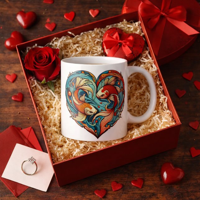 Koi Fish Valentine Kaffemugg (Skapare uppladdad)