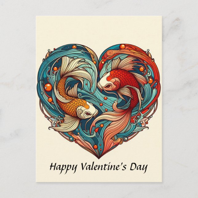 Koi Fish Valentine Vykort (Framsida)