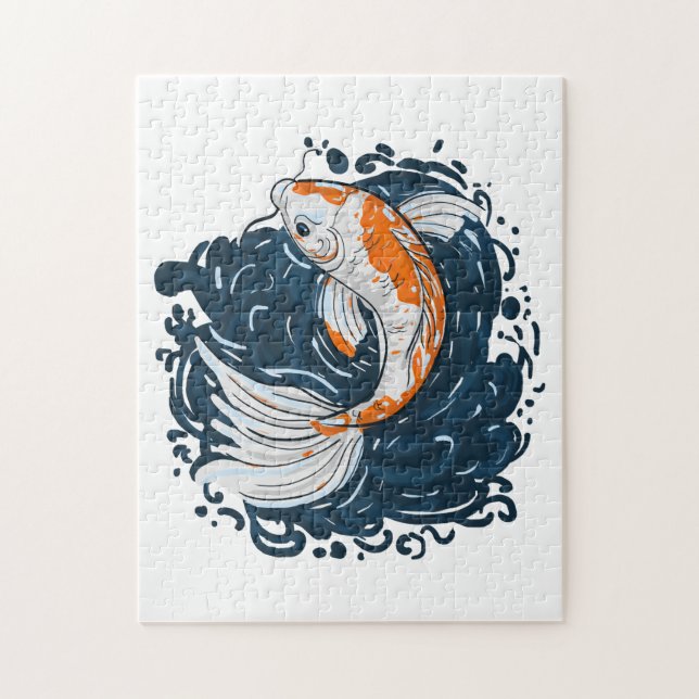 Koi Fish vatten böjande befälhavare Pussel (Vertikal)