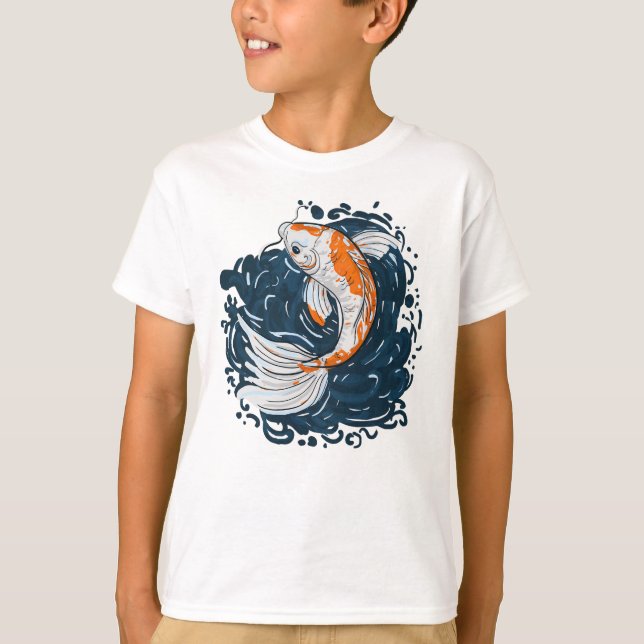 Koi Fish vatten böjande befälhavare T Shirt (Framsida)